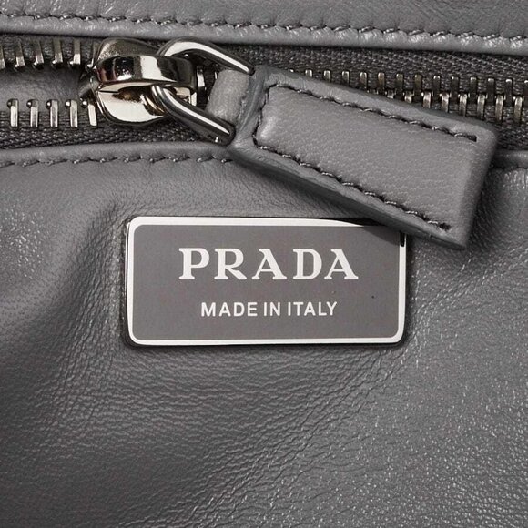 Prada Slate Grey Antique Nappa Leather Small Top Handle Crossbody Bag - 1BB099 - Picture 11 of 12